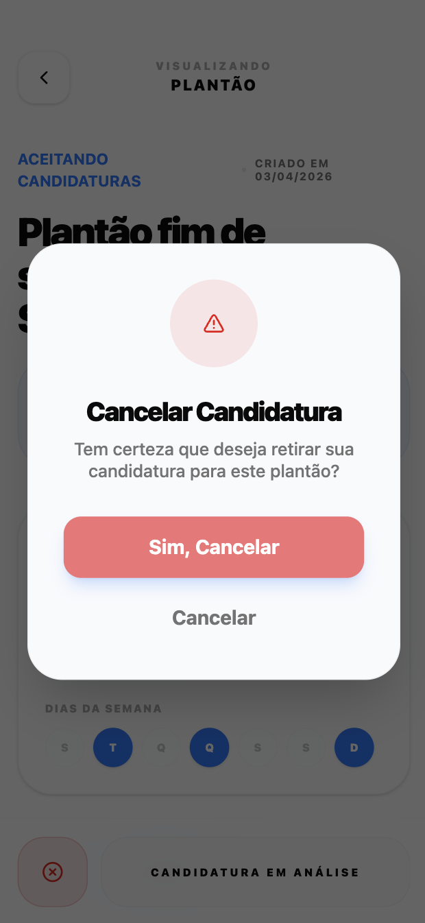Cancelamento de candidatura no app